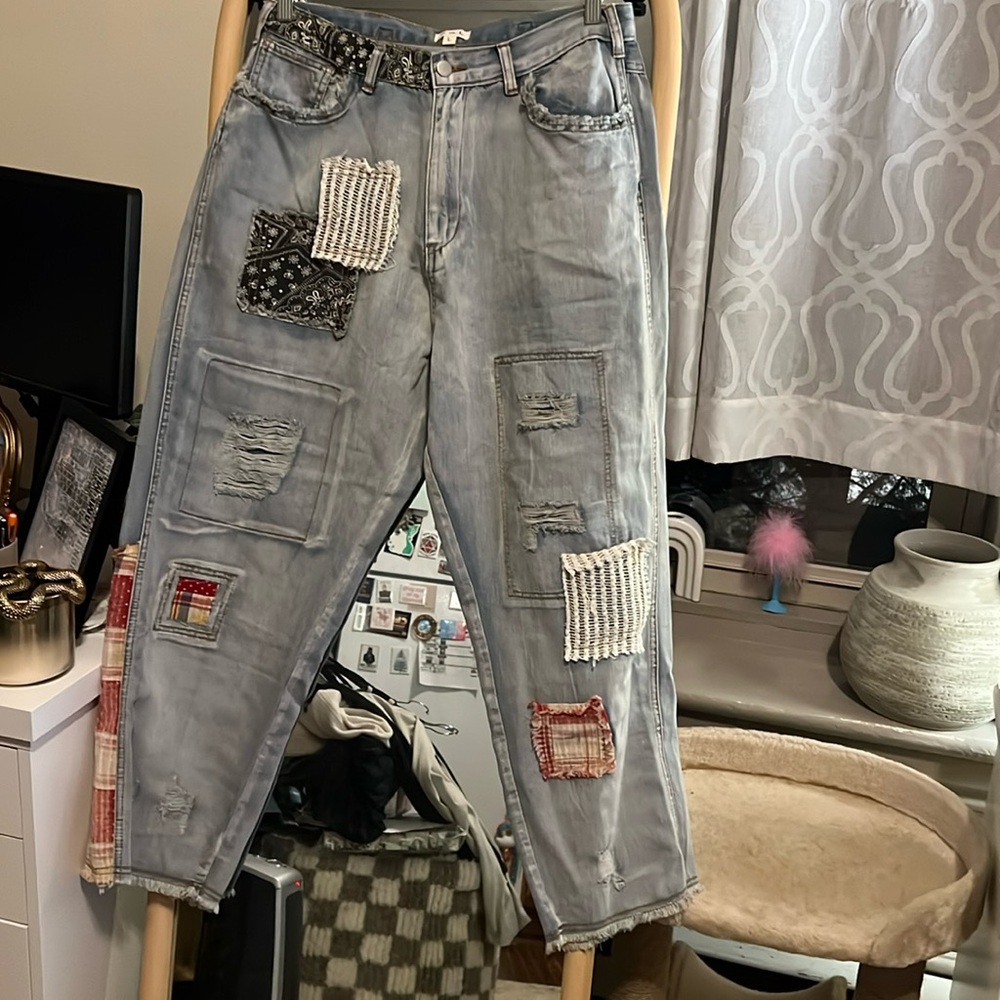NWT POL patchwork jeans